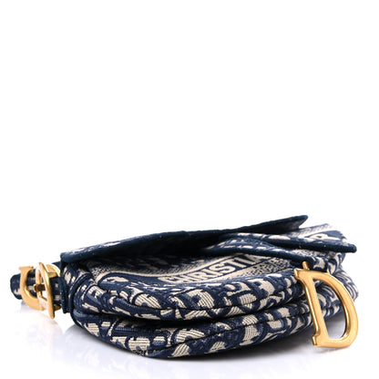 Christian Dior Oblique Embroidered Saddle Bag Blue 4 of 11
