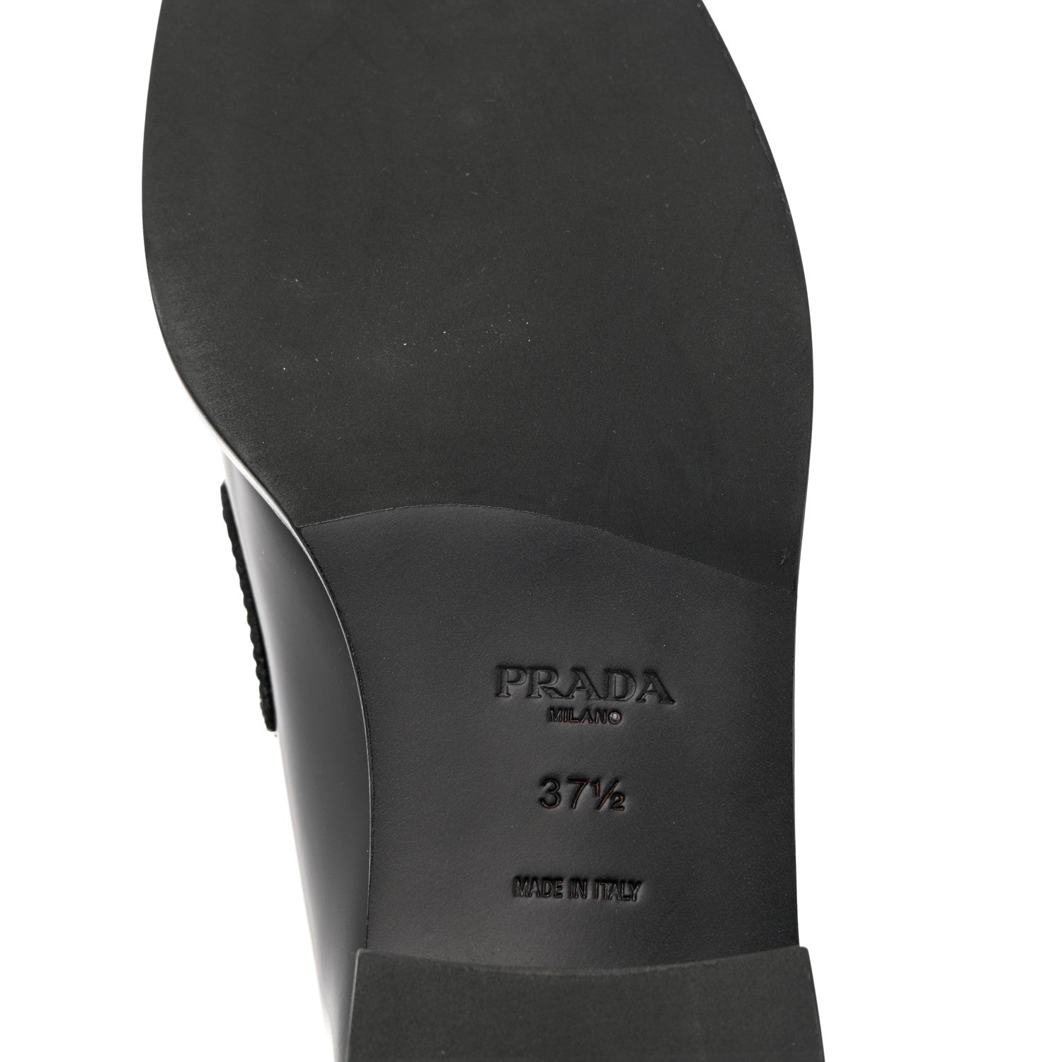 Prada Spazzolato Metal Triangle Logo 20mm Loafers 37.5 Black 7 of 8