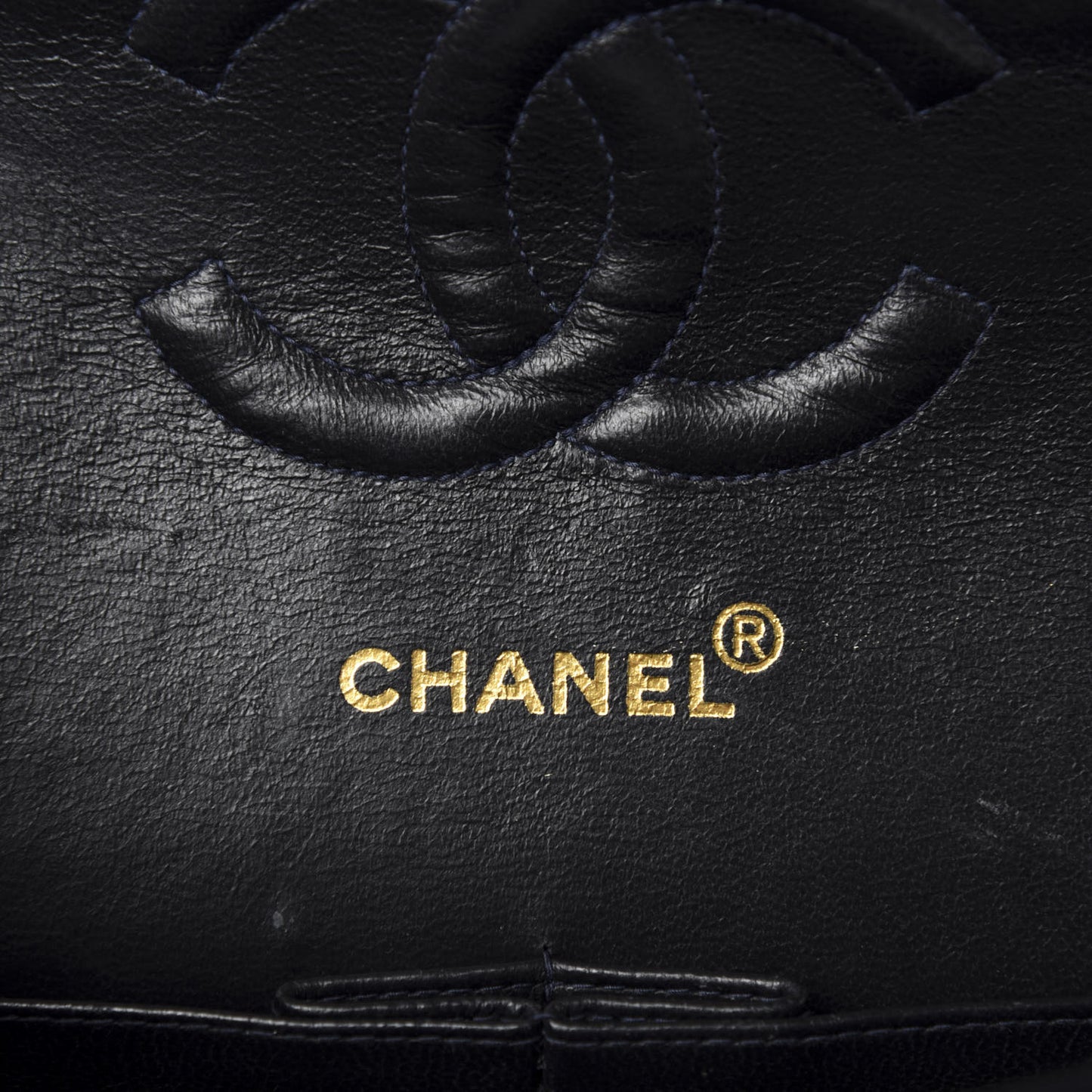 Lambskin Quilted Medium Double Flap Navy