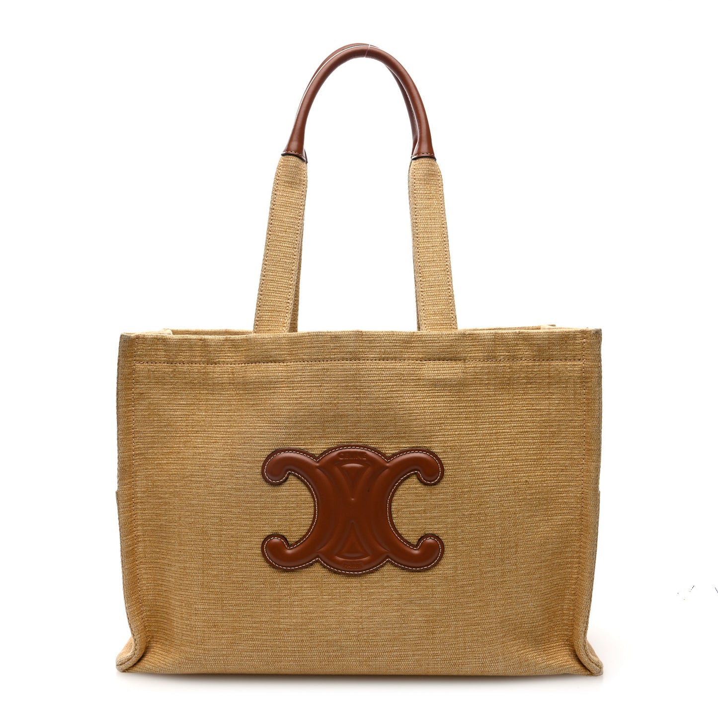 Canvas Calfskin Triomphe Large Cabas  Natural Tan