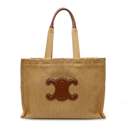 Celine Canvas Calfskin Triomphe Large Cabas  Natural Tan 1 of 9