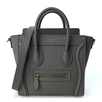 Celine Drummed Calfskin Nano Luggage Kohl 1 of 10