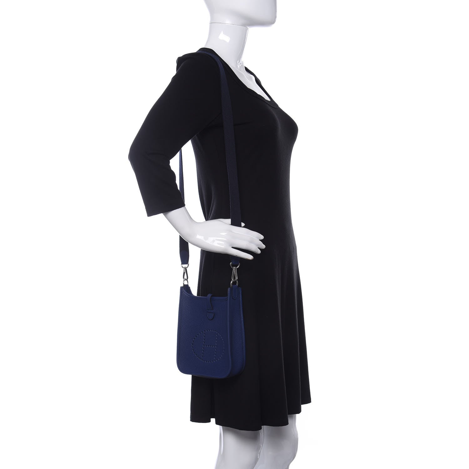 Hermes Taurillon Clemence Amazone Evelyne TPM Blue Saphir Blue Indigo 2 of 11