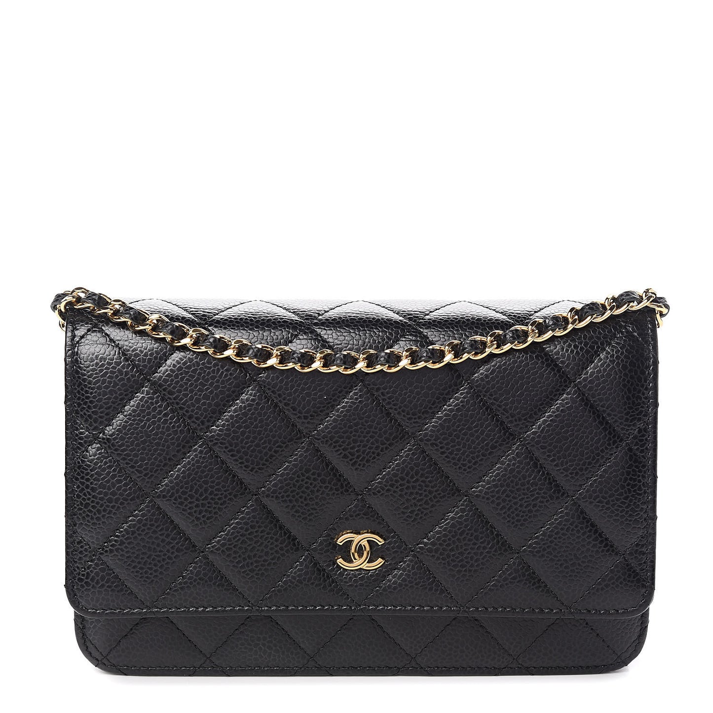 Caviar Quilted Wallet On Chain WOC Black