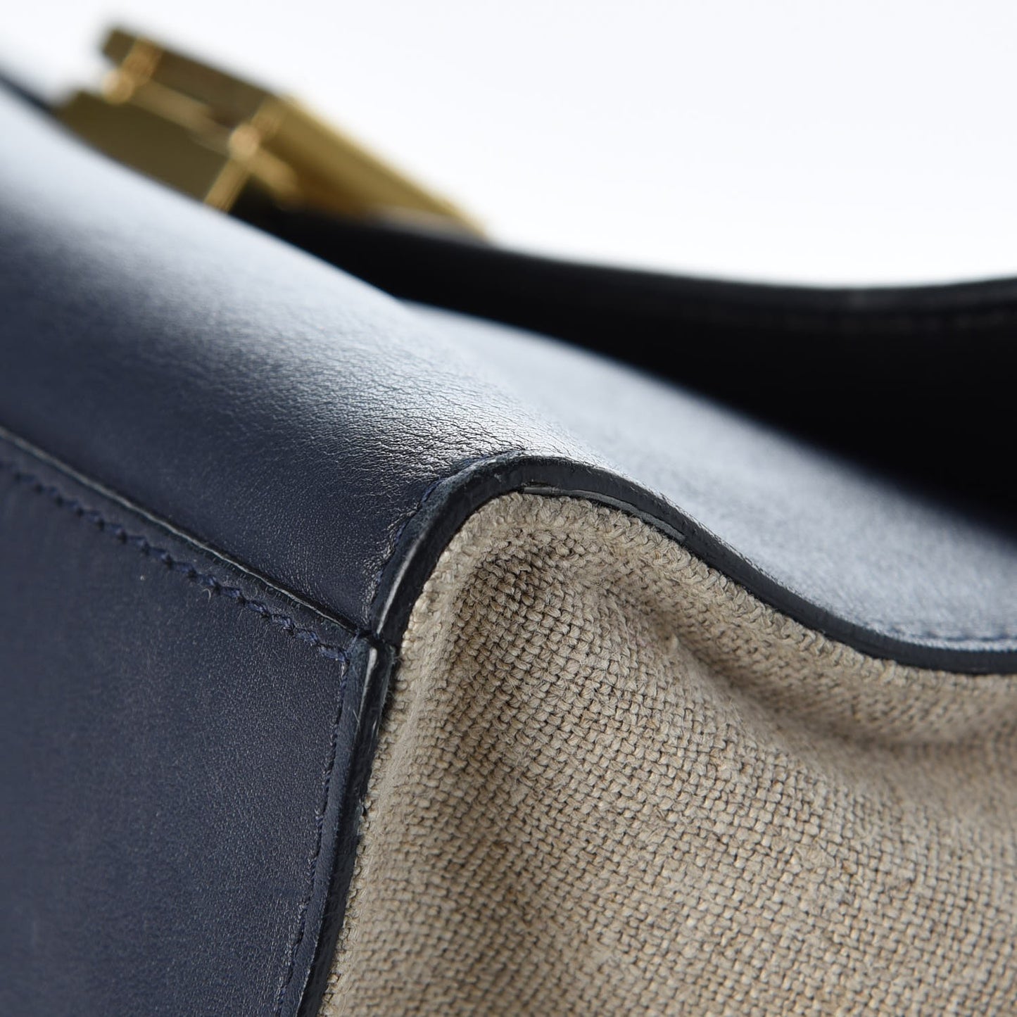 Smooth Calfskin Linen Medium Tri-Color Trapeze Black Navy Blue