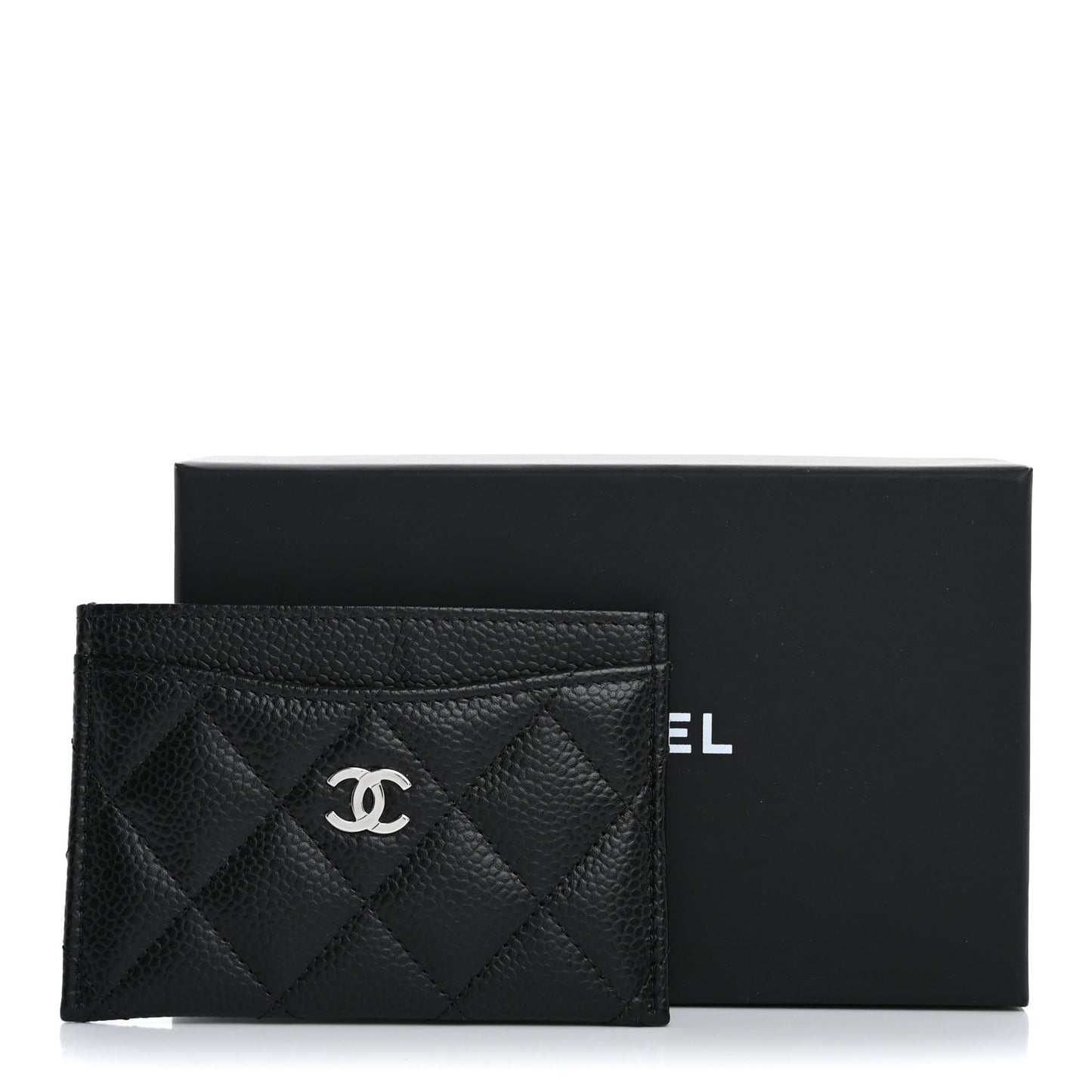 Caviar Quilted Card Holder Black