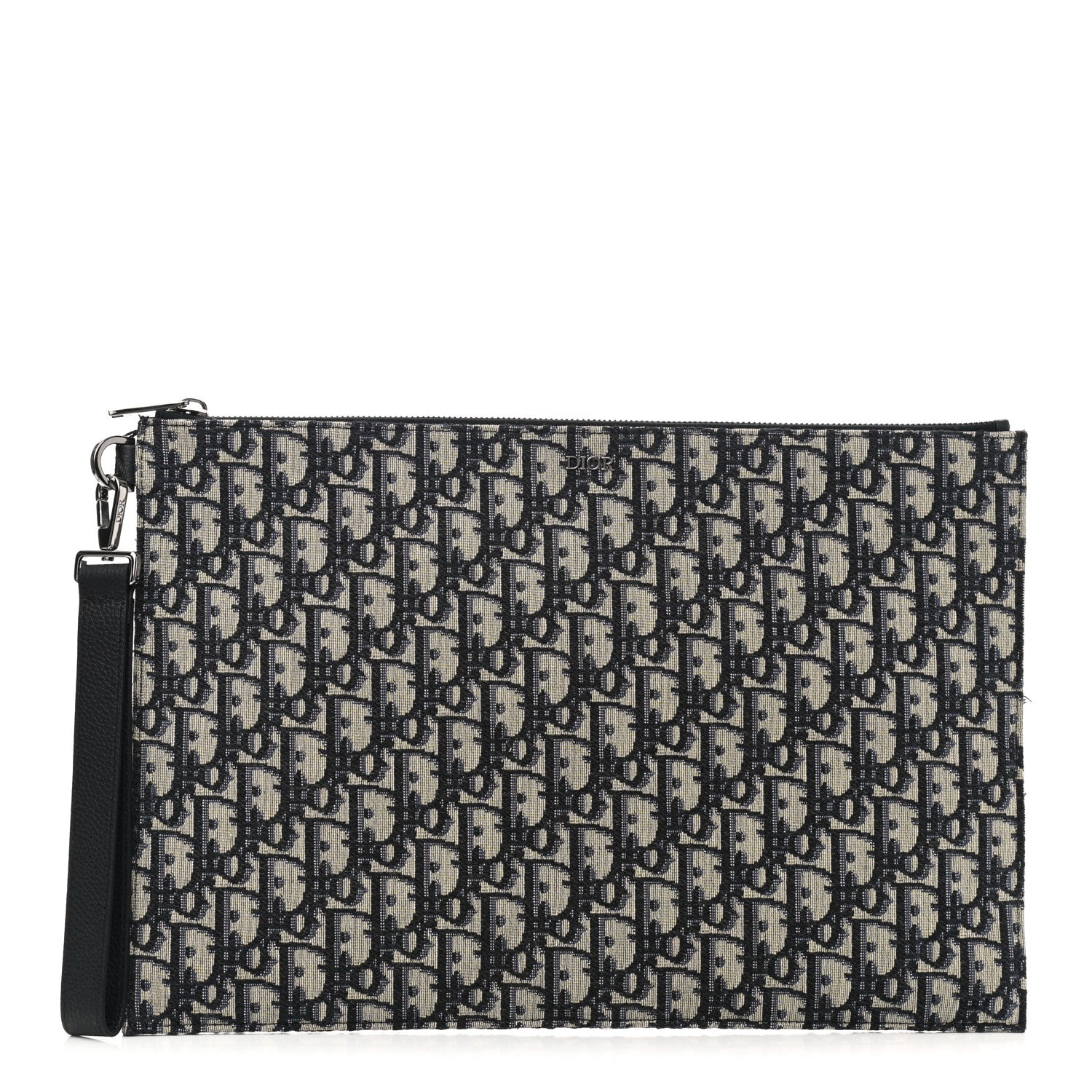 Christian Dior Oblique A4 Flat Pouch Clutch Blue 1 of 7