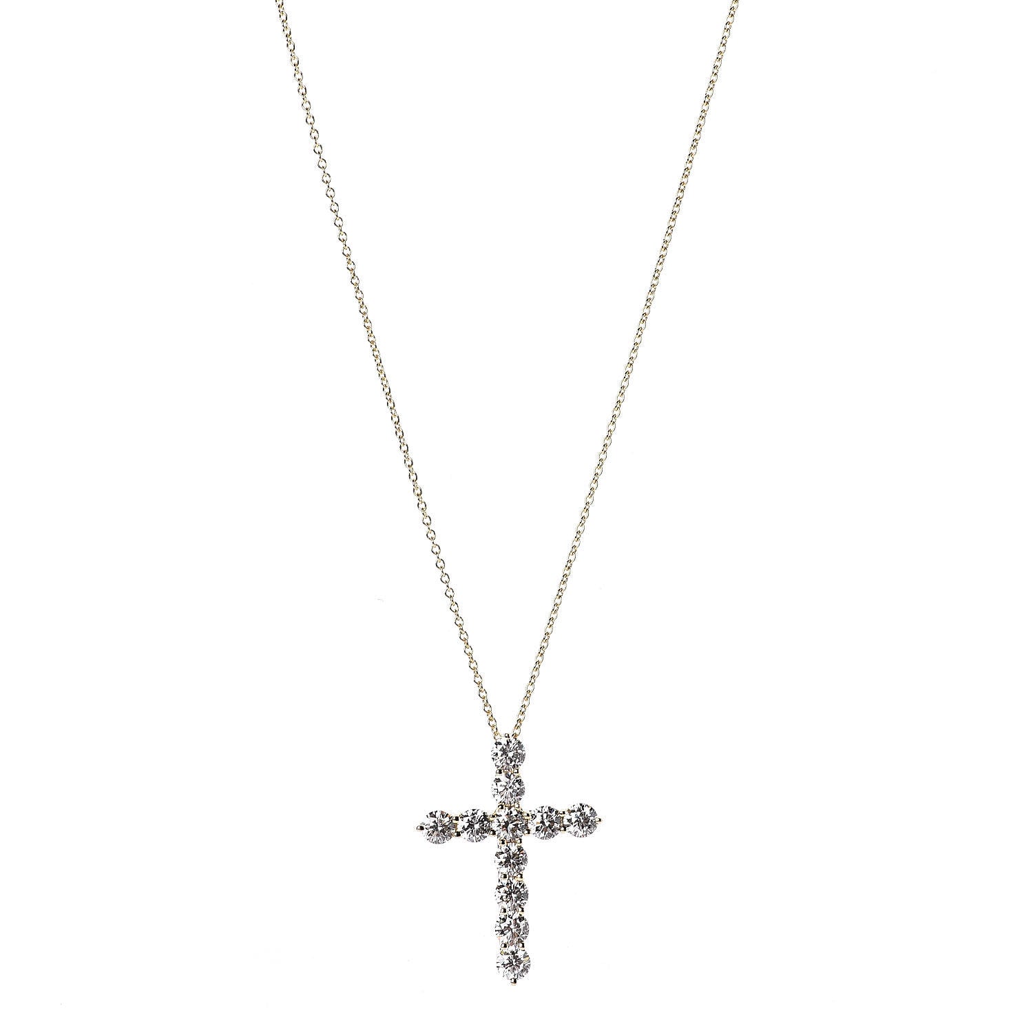 Tiffany 18K Yellow Gold Diamond Large Cross Pendant Necklace 1 of 6