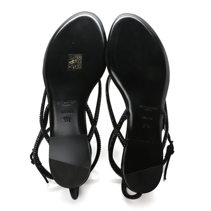 Saint Laurent Suede Calfskin Crystal Embellished Nadja Sandals 37.5 Black 6 of 9