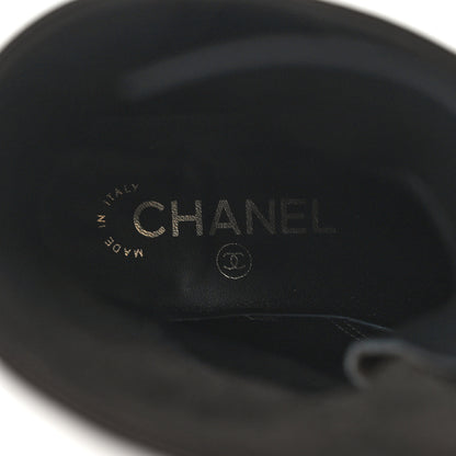 Chanel Shiny Calfskin Lace Up Combat Boots 39 Dark Brown Black 7 of 8