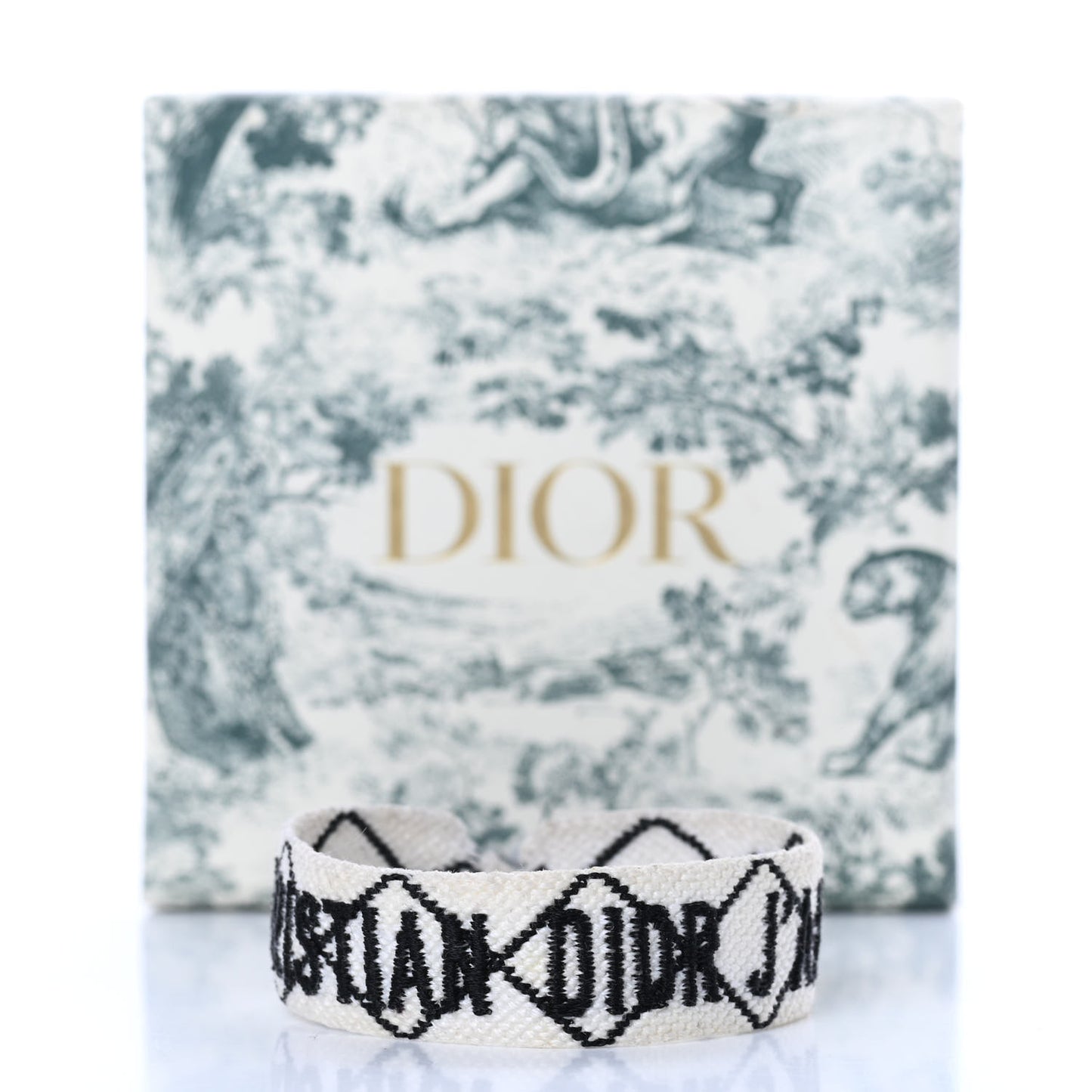 Woven Cotton J'Adior Friendship Bracelet White Black