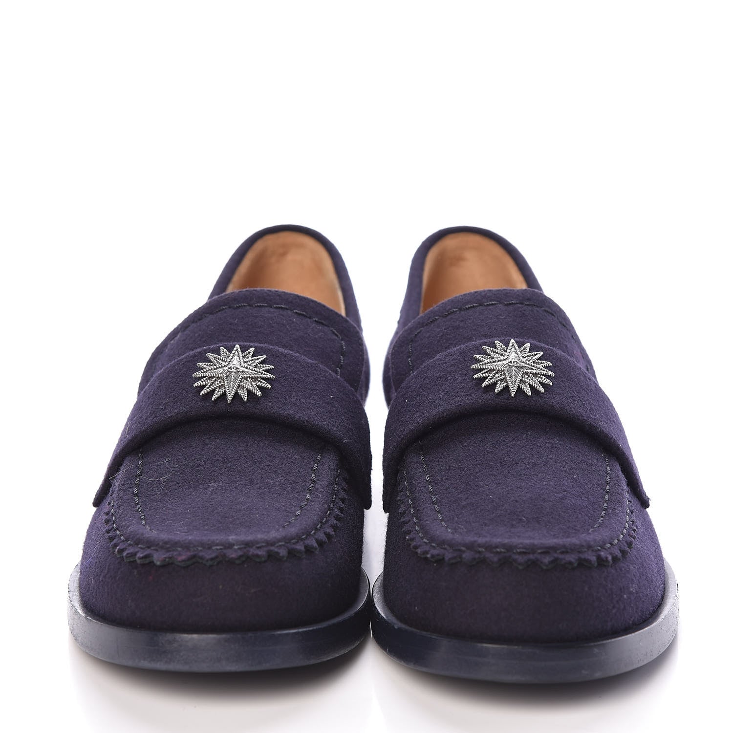 Chanel Wool CC Star Loafers 38 Navy Blue 2 of 7