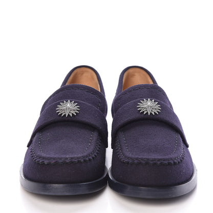 Chanel Wool CC Star Loafers 38 Navy Blue 2 of 7
