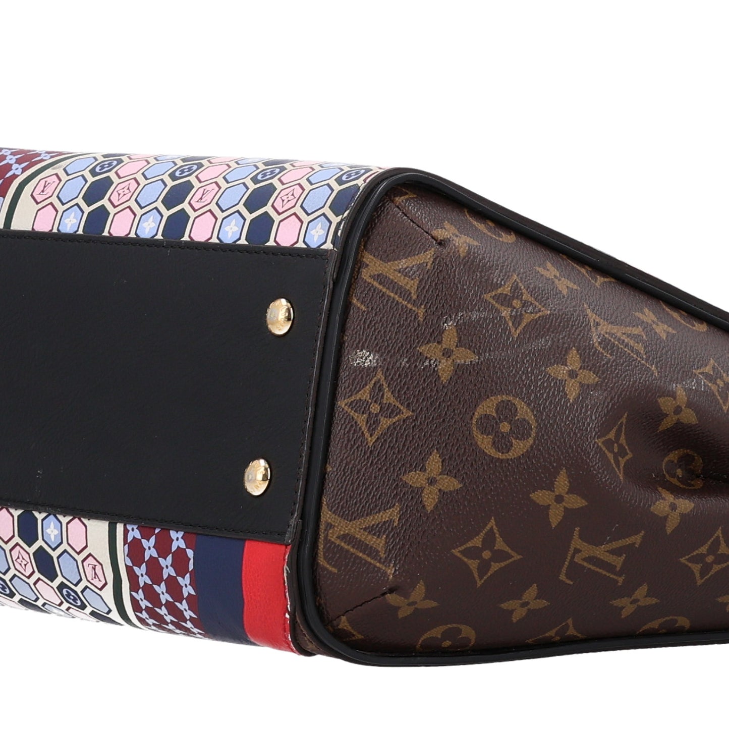 Calfskin Monogram Kimono Tote MM Rouge Navy