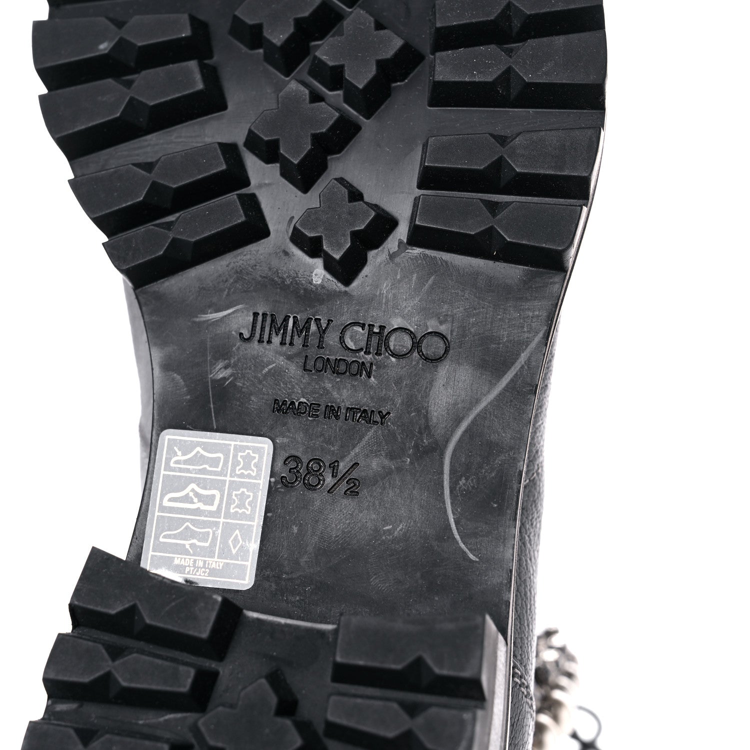 Jimmy Choo IMMY CHOO Grained Goatskin Pearl Crystal Embellished Cruz Combat Boots 38.5 Grey 13 of 14