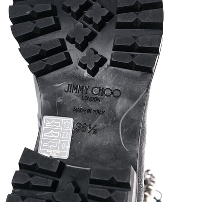 Jimmy Choo IMMY CHOO Grained Goatskin Pearl Crystal Embellished Cruz Combat Boots 38.5 Grey 13 of 14