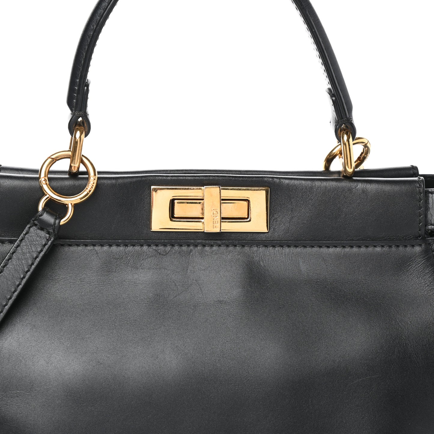Vitello Morgan Shiny Nappa Medium Peekaboo Iconic Satchel Black