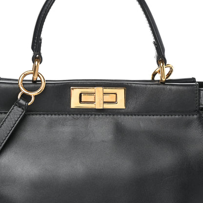 Fendi Vitello Morgan Shiny Nappa Medium Peekaboo Iconic Satchel Black 8 of 10