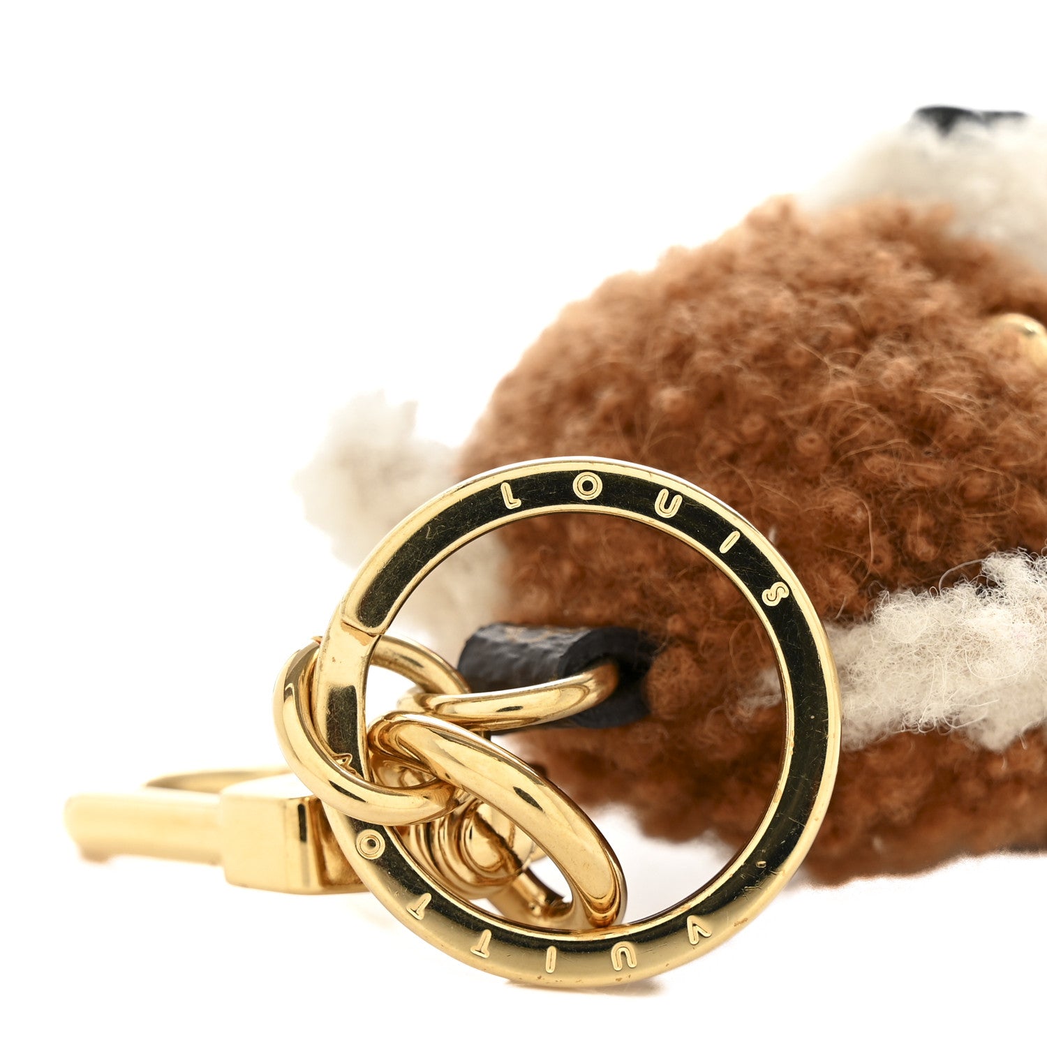 Louis Vuitton Shearling LV Teddy Bear Bag Charm Key Holder Brown Multicolor 3 of 5