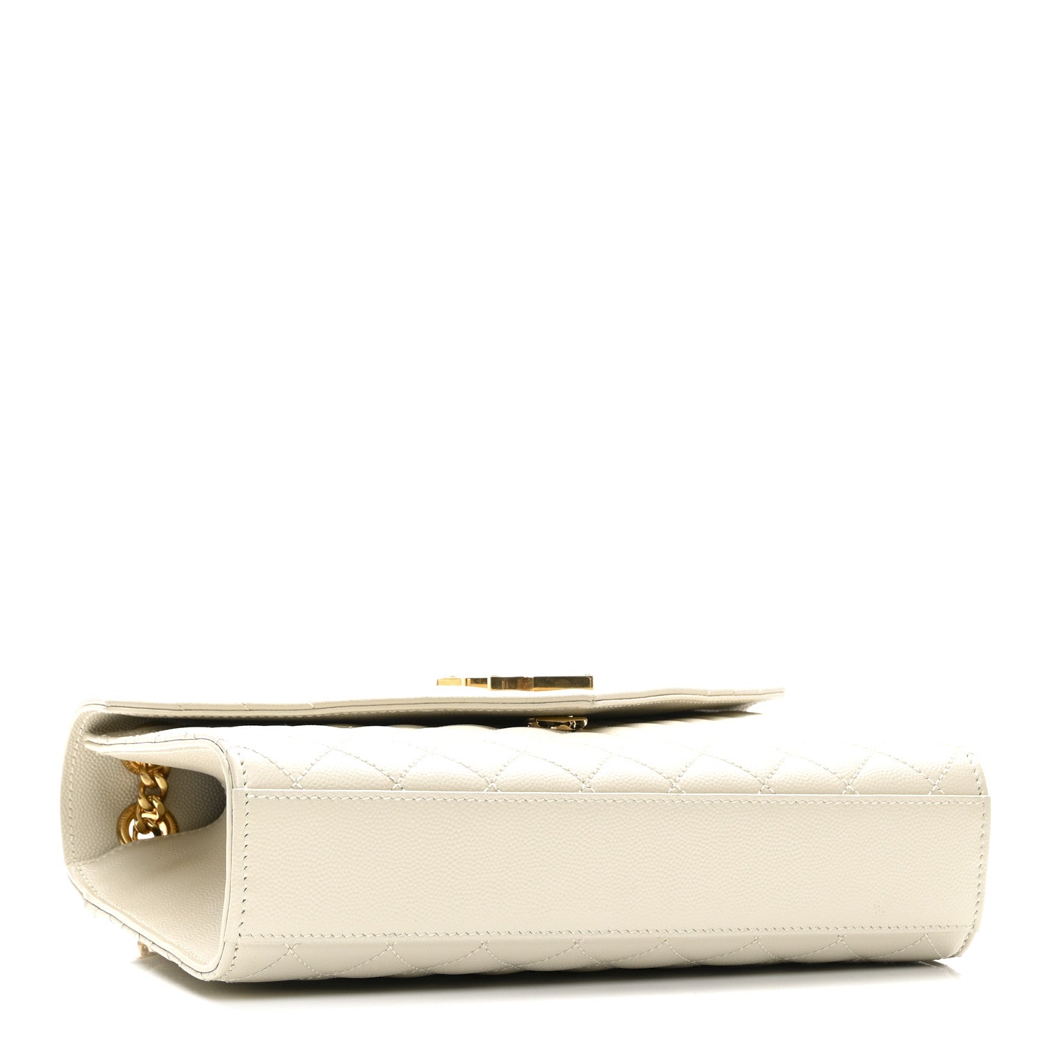 Saint Laurent Grain De Poudre Textured Mixed Matelasse Medium Triquilt Monogram Satchel Crema Soft 4 of 11