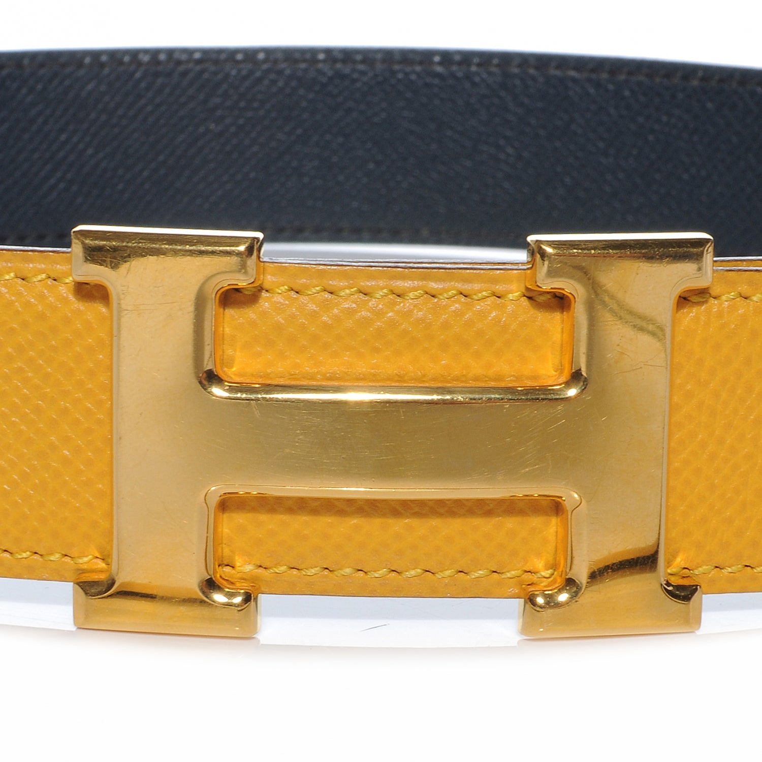 Hermes Courchevel Reversible Constance 32mm H Belt Jaune and Indigo 70 4 of 6