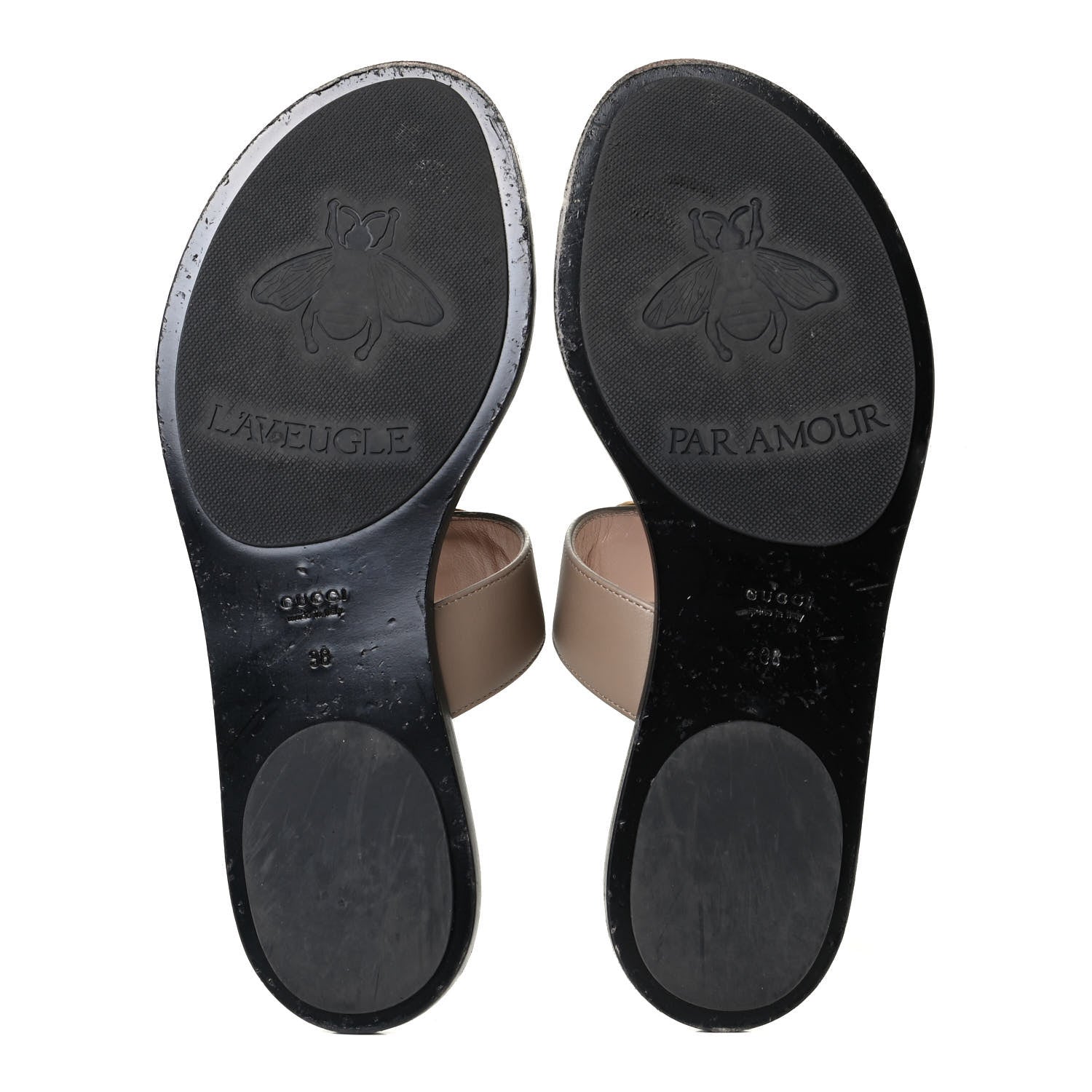 Gucci Calfskin GG Marmont Thong Sandals 38 Taupe 4 of 9