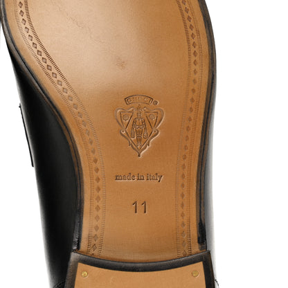 Gucci Calfskin Horsebit Mens Jordaan Tassel Loafers 11 Black 6 of 9