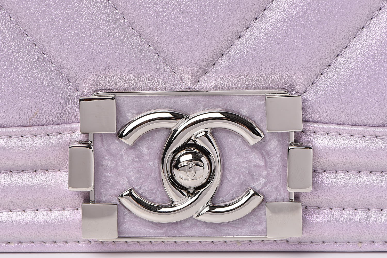 Chanel Metallic Lambskin Chevron Quilted Medium Boy Flap Pink 9 of 9