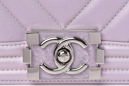 Chanel Metallic Lambskin Chevron Quilted Medium Boy Flap Pink 9 of 9