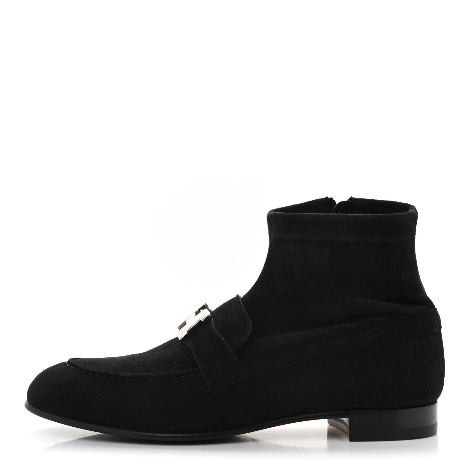 Hermes Stretch Velvet Goatskin Saint Honore Ankle Boots 37 Black 1 of 9