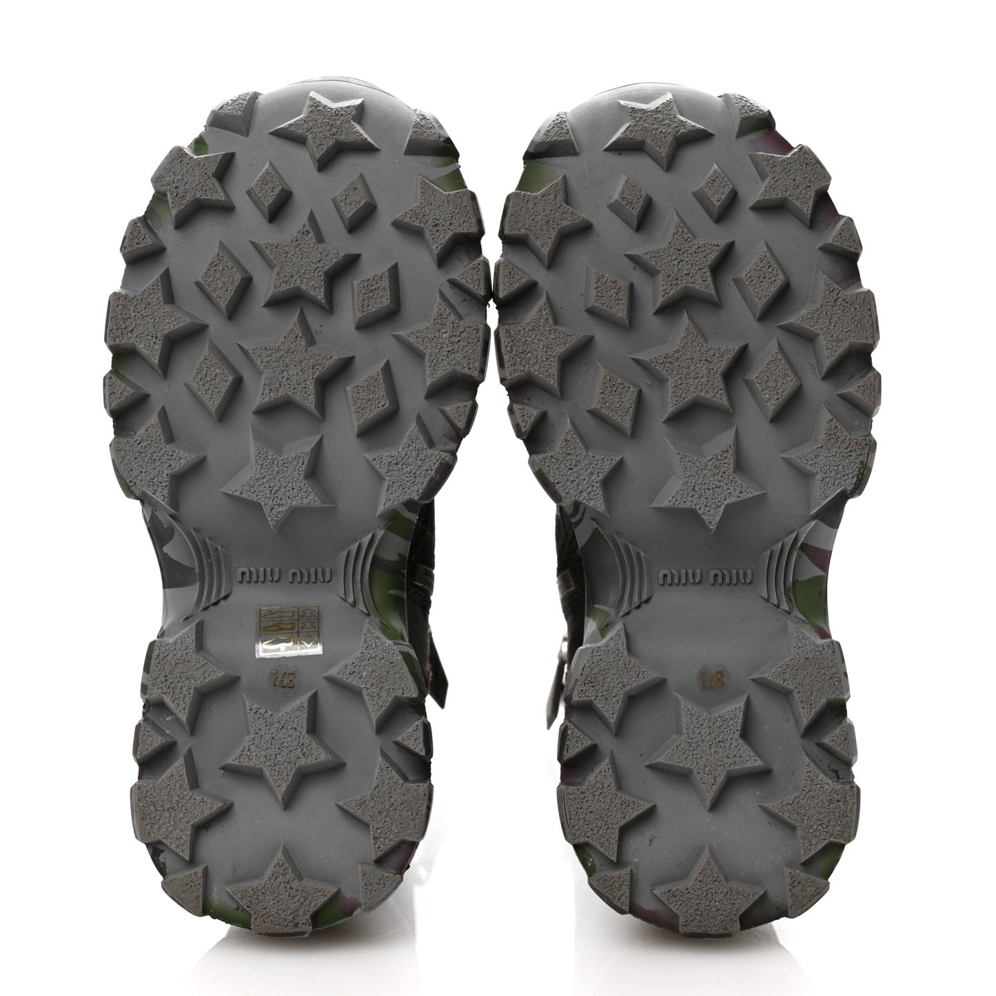 Crackled Calfskin Camo Print Womens Wedge Platform Combat Boots 37.5 Multicolor