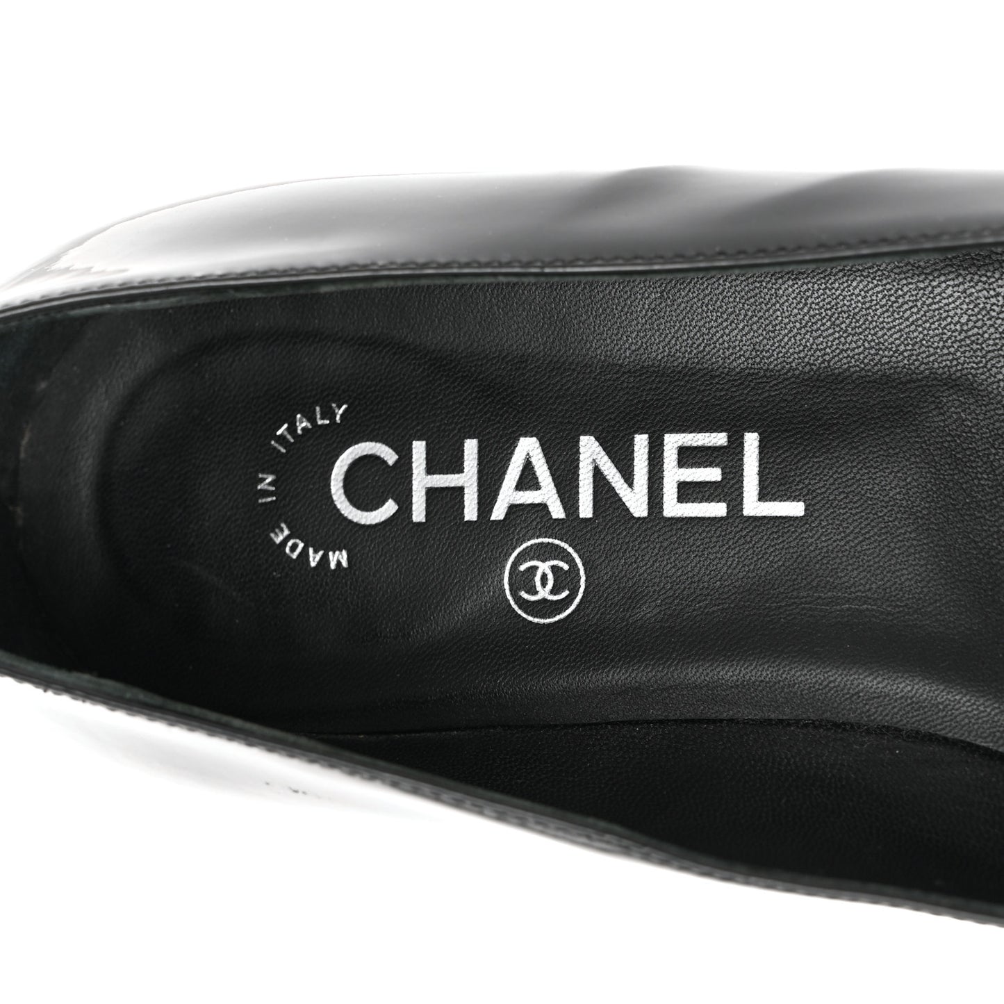 Patent Calfskin Pearl CC Loafers 36.5 Black