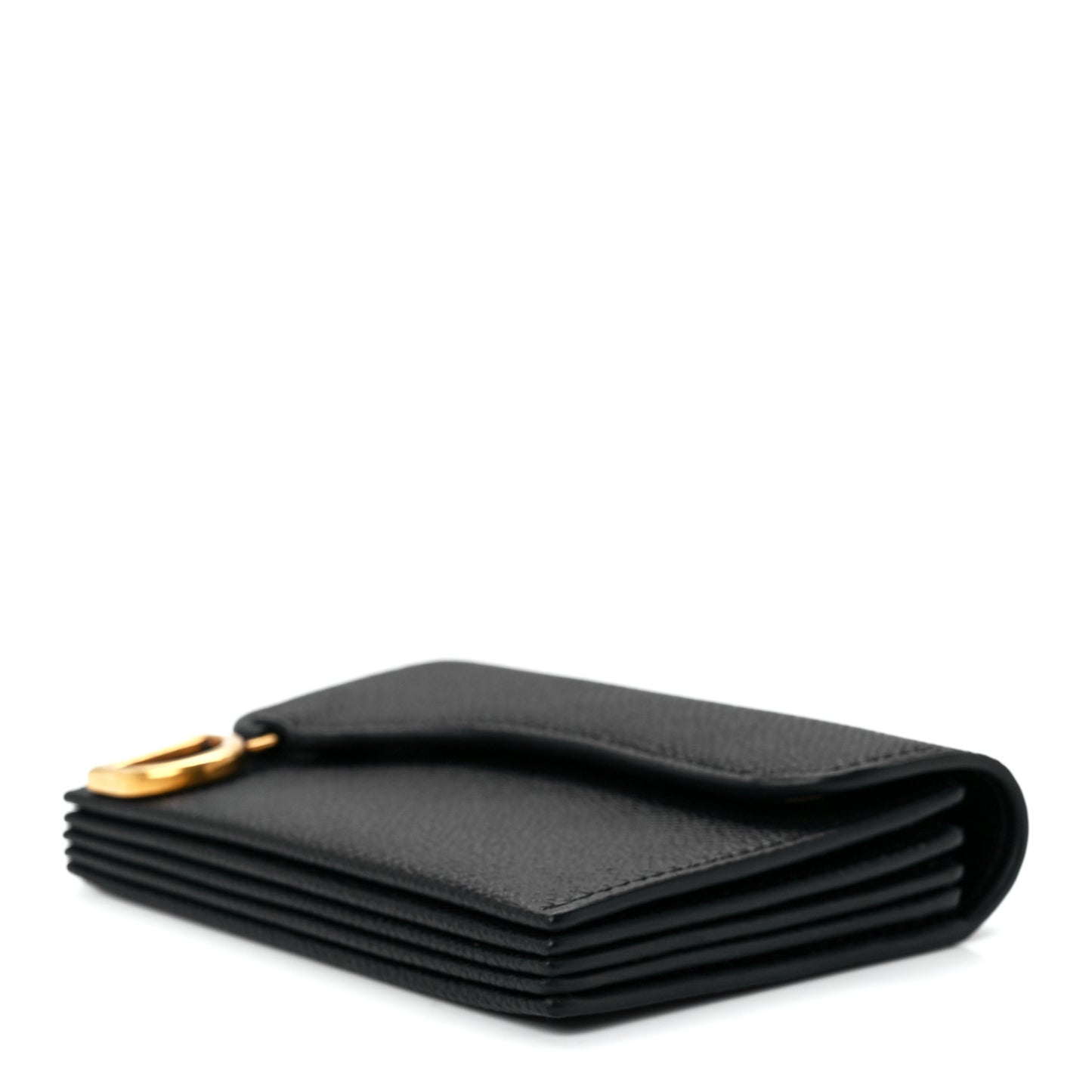 Grained Calfskin Saddle 5-Gusset Card Holder Black