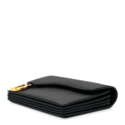 Christian Dior Grained Calfskin Saddle 5-Gusset Card Holder Black 9 of 11