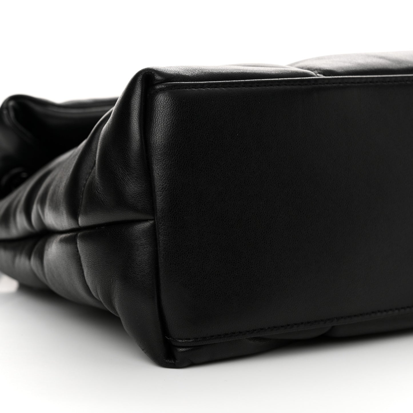 Lambskin Quilted Monogram Monochrome Medium Loulou Puffer Chain Satchel Black