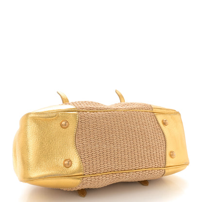 Prada Paglia Cinghiale Frame Tote Naturale Oro 4 of 13
