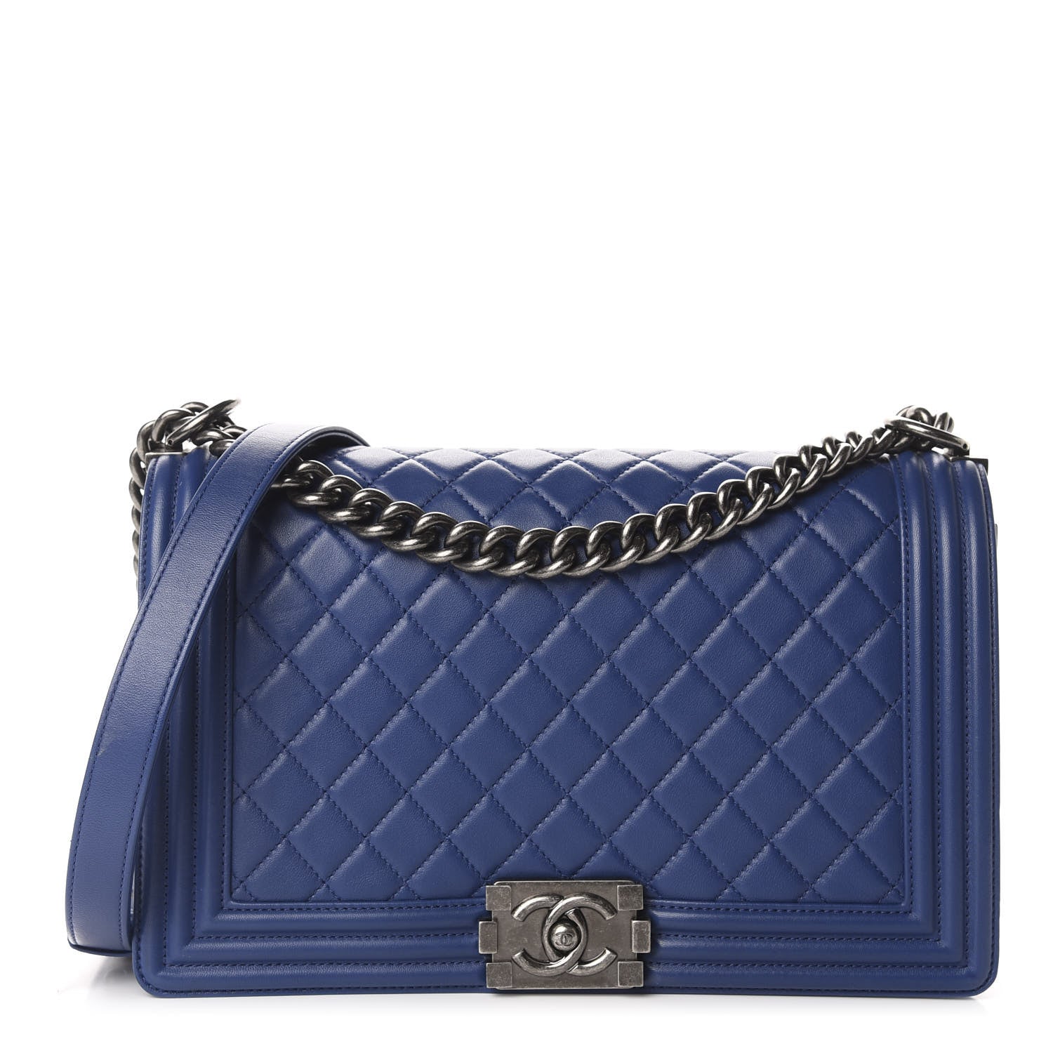 Chanel Lambskin Quilted New Medium Boy Flap Dark Blue 1 of 11