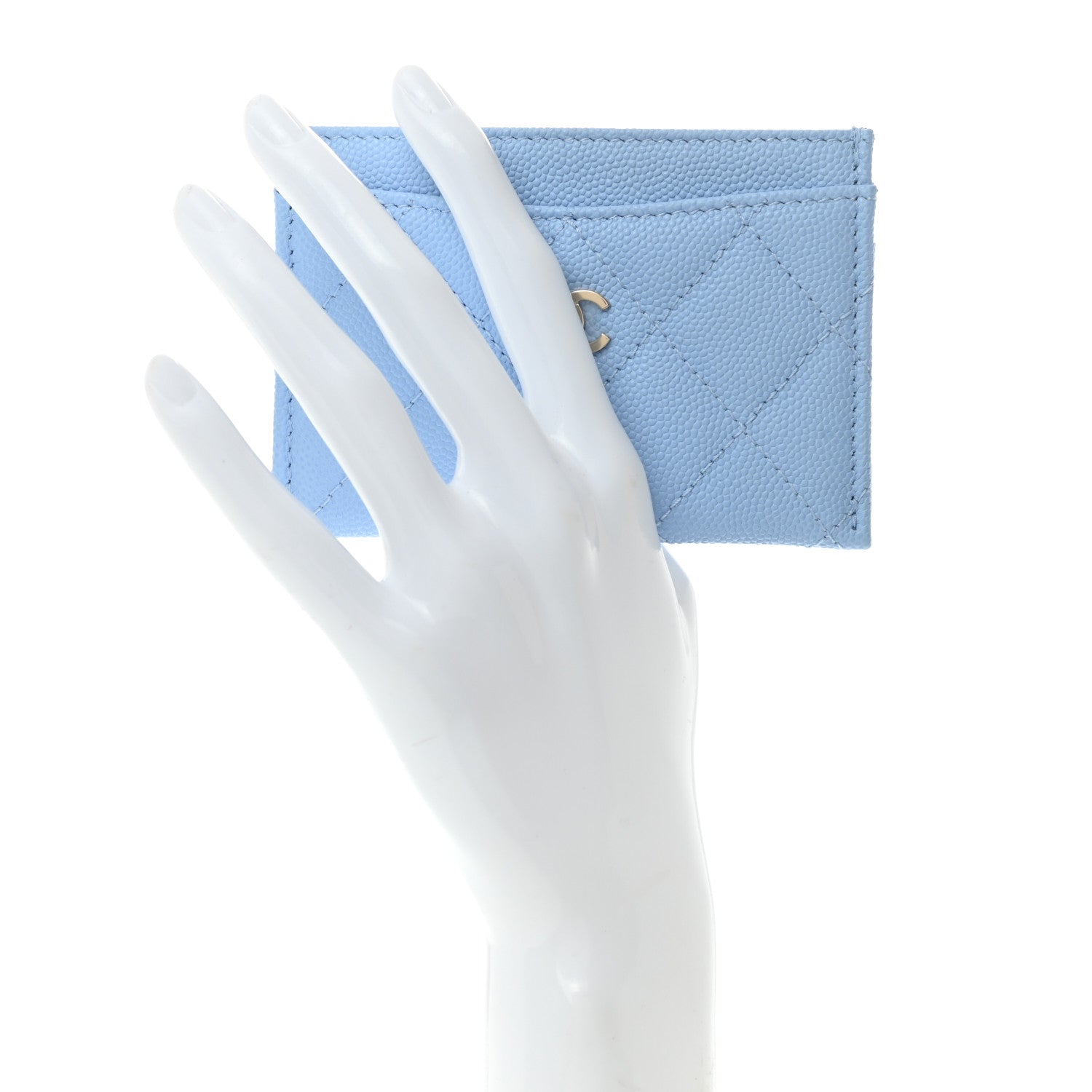 Chanel Caviar Quilted Card Holder Light Blue 2 of 10