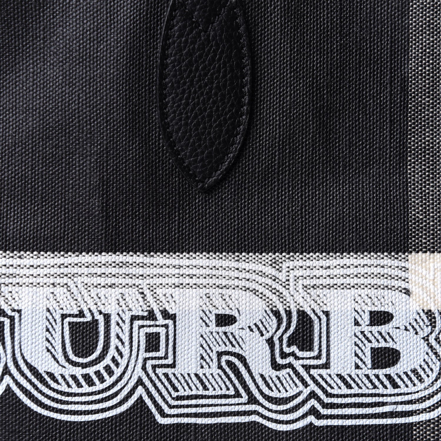 Burberry Coated Canvas Mega Check Large Reversible Doodle Tote Black White 6 of 8