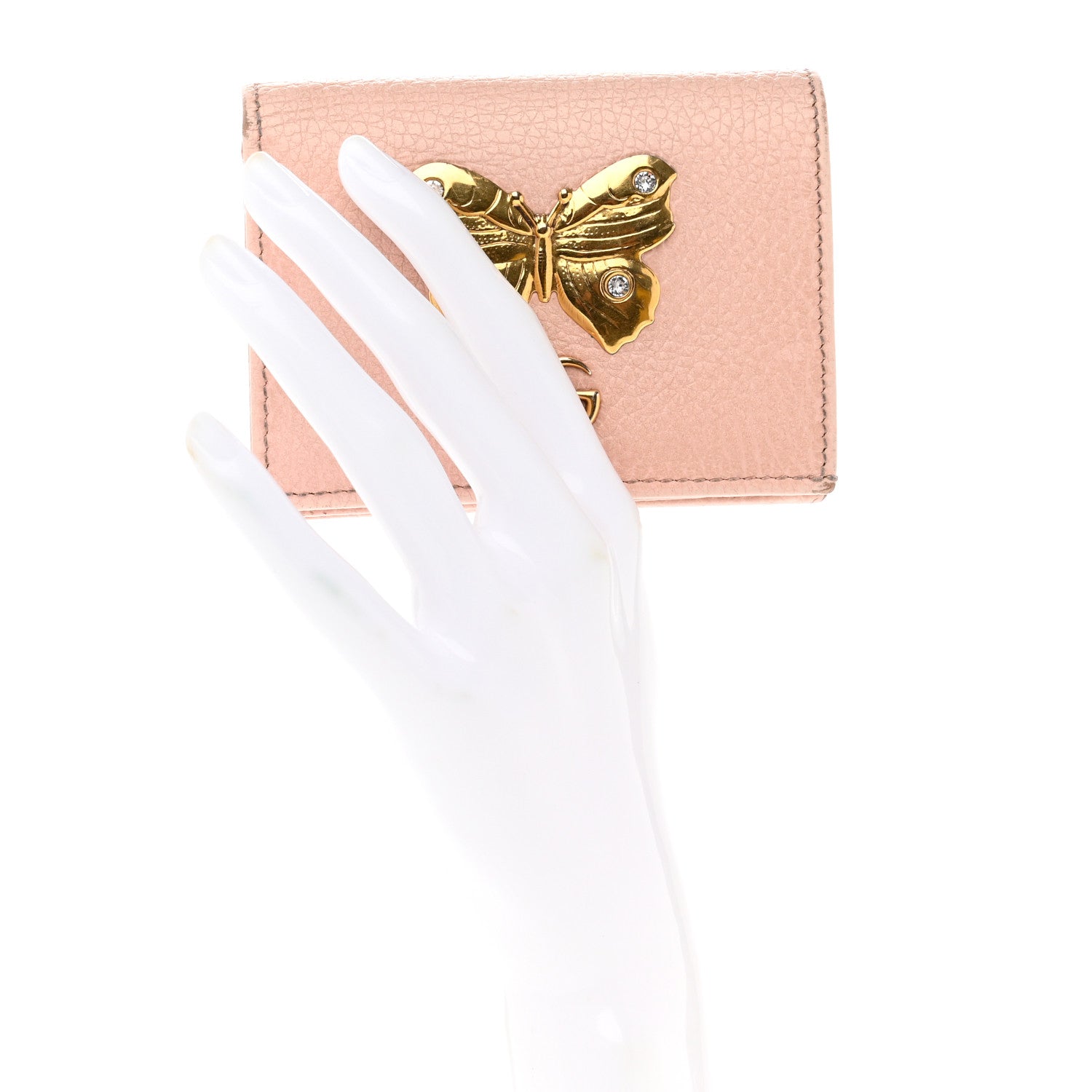 Gucci Pebbled Calfskin Butterfly Card Case Perfect Pink 2 of 7