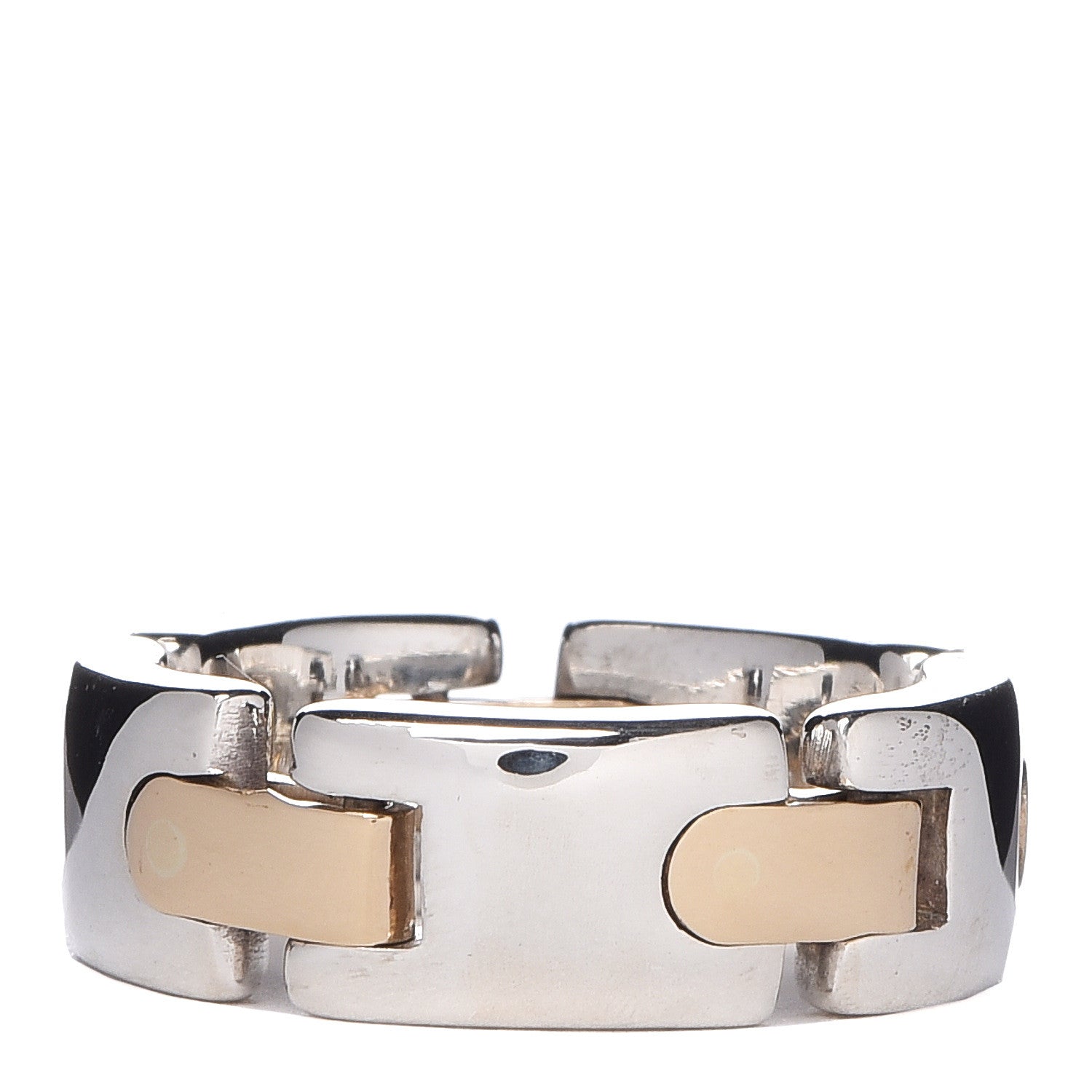 Tiffany Sterling Silver 18K Yellow Gold Link Ring 53 6.5 3 of 4