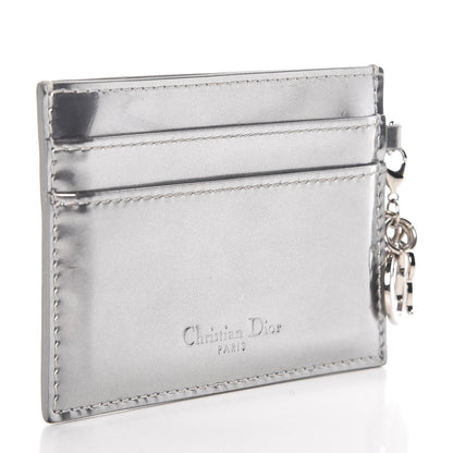 Christian Dior Metallic Patent Micro-Cannage Lady Dior Card Holder Silver 3 of 8