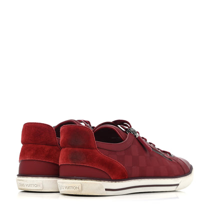 Louis Vuitton Calfskin Suede Damier Infini Aventure Zip Up Sneakers 6.5 Bordeaux 3 of 4