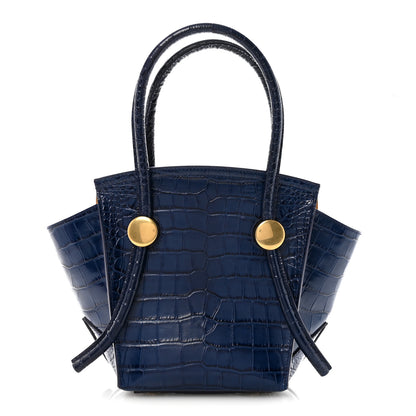 Proenza Schouler Calfskin Crocodile Embossed Small Pipe Bag Blue 1 of 9