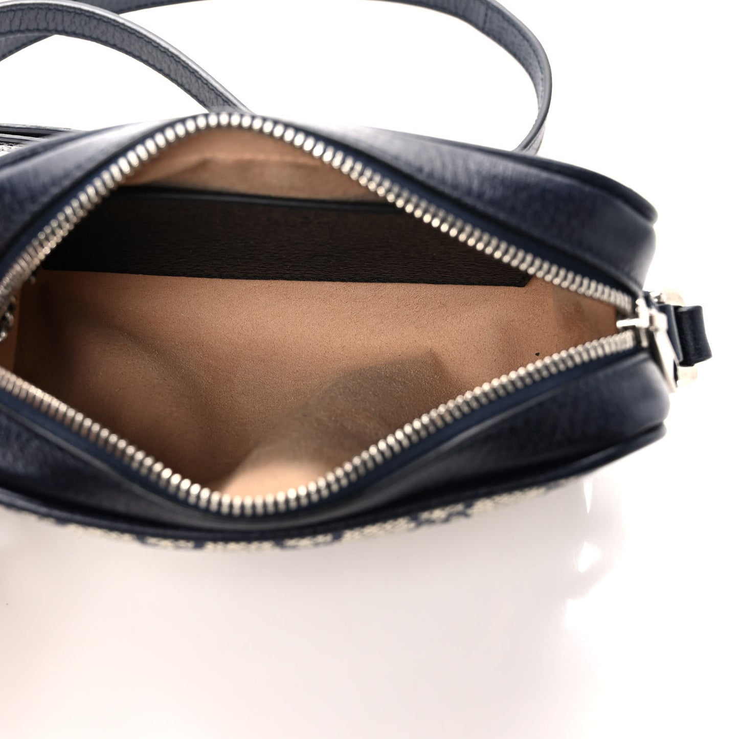 GG Supreme Monogram Textured Dollar Calfskin Web Mini Ophidia Shoulder Bag Beige Blue