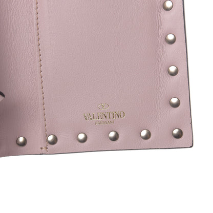 Valentino Garavani Calfskin Rockstud Wristlet Wallet Water Rose 6 of 6