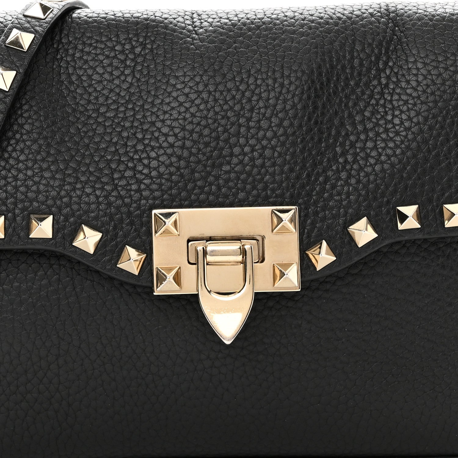 Valentino Garavani Pebbled Calfskin Medium Rockstud Flip Lock Crossbody Bag Black 7 of 9