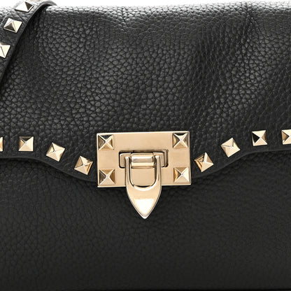 Valentino Garavani Pebbled Calfskin Medium Rockstud Flip Lock Crossbody Bag Black 7 of 9