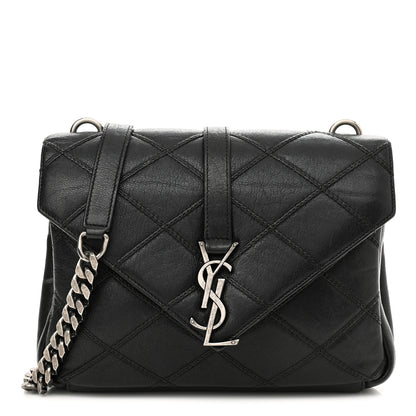 Saint Laurent Calfskin Matelasse Diamond Quilted Monogram Medium College Bag Black 1 of 19