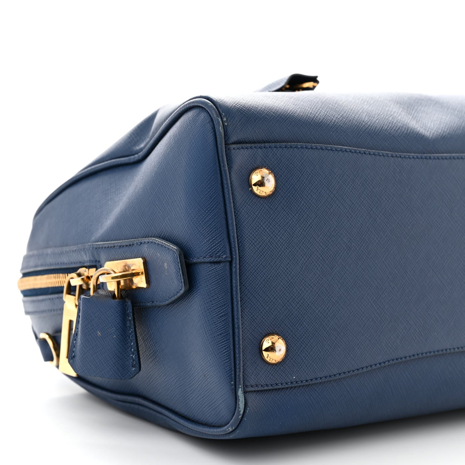 Prada Saffiano Lux Bowler Blue 10 of 17